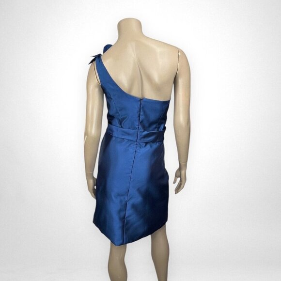 NOIR BY LAZARO Small One Shoulder Blue Party Dress Wedding Holiday Short Gown - Picture 3 of 8